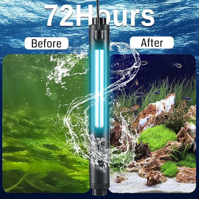 Sainsmart XpertMatic Aquarium Clean Light, High-Efficiency Fish Tank Clean Light with Timer, Submersible Light for 40-528 Gallon Fish Tank and Aquariums SainSmart