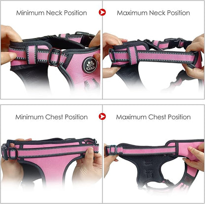 NESTROAD No Pull Dog Vest Harness with Leash, Reflective No-Choke Pet Harness with Easy Control Soft Handle for Small Medium Large Dogs (Medium, Pink) NESTROAD