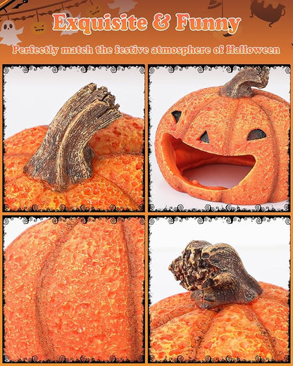 Uniclife Halloween Aquarium Decoration Resin Pumpkin House Ornament Halloween Fish Tank Pumpkin Decoration for Aquarium Landscape Reptile Hideout Hideaway Spawning Cave for 5-20 Gallon Fish Tanks UnicLife