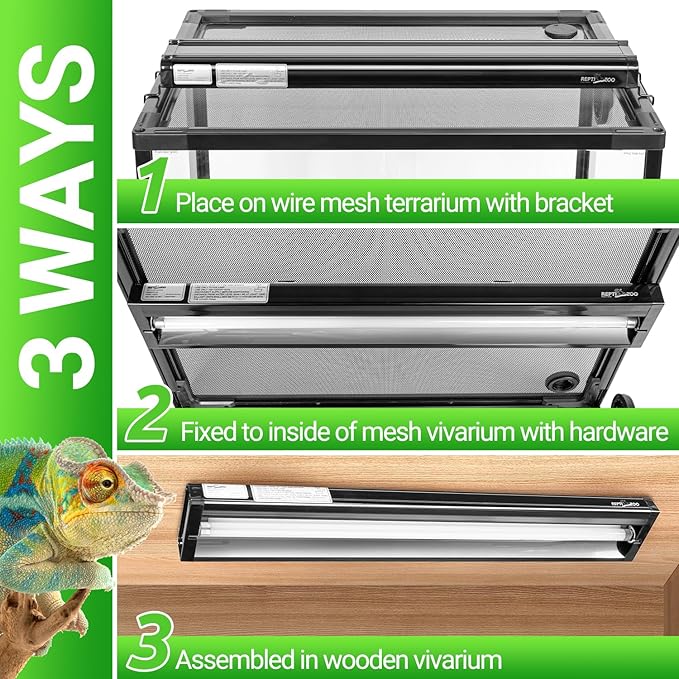REPTI ZOO UVB Reptile Light, New Version T5 HO UVB Lighting Combo Kit, Reptile Terrarium Hood with 5.0 UVB Tube Bulb, Reptile Light Fixture 54W-46Inch REPTIZOO