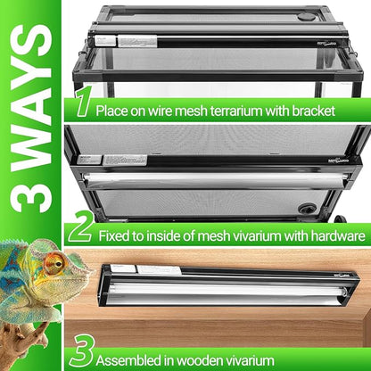 REPTI ZOO UVB Reptile Light, New Version T5 HO UVB Lighting Combo Kit, Reptile Terrarium Hood with 5.0 UVB Tube Bulb, Reptile Light Fixture 54W-46Inch REPTIZOO