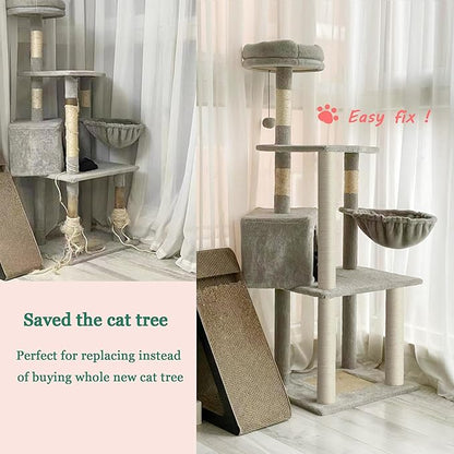 Cat Scratching Post Replacement Pole，2 PCS 15.7in Cat Tree Replacement Post，Natural Sisal Cat Tree Replacement Parts with M8 Screws，Cat Scratch Post Replacement for Refurbishment (15.7in/40cm) - PAWPICO