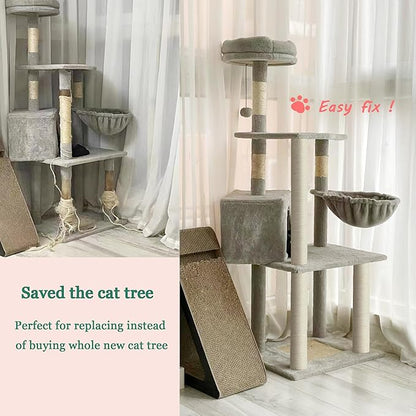 Cat Scratching Post Replacement Pole，4 PCS 11.81in Cat Tree Replacement Post，Natural Sisal Cat Tree Replacement Parts with M8 Screws，Cat Scratch Post Replacement for Refurbishment - PAWPICO