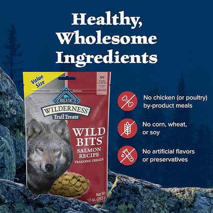 Blue Buffalo Wilderness Trail Treats Wild Bits Training Treats for Dogs, Grain-free Dog Treats, Salmon Recipe, 10-oz. Bag - PAWPICO