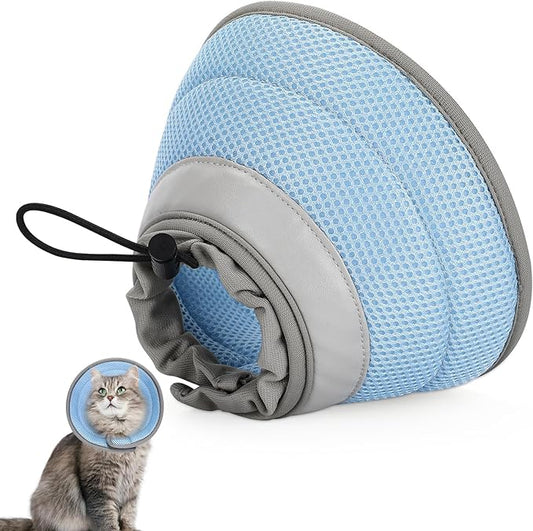 Cat Cone Collar Soft, Cat Recovery Collar Stop Licking After Surgery, Kitten Elizabethan Collar, Adjustable, Lightweight, Comfortable - Blue, S IDOGCHEW
