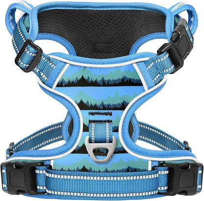 Timos Dog Harness for Lage Dogs No Pull,Front Clip Dog Walking Harness with Reflective Adjustable Soft Padded Vest and Easy Control Handle,No-Choke Pet Harness with 2 Metal Rings,Morning,L Timos