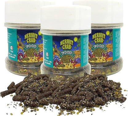 Bulk Hermit Crab Food Bottles for Refills, All in One Natural Supplies and Habitat Necessities for Crabs, One Ounce Each, 3 Pack Needzo