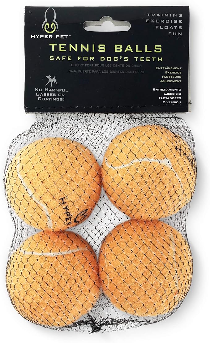Hyper Pet Tennis Balls for Dogs (Pet Safe Ball for Exercise and Training) Interactive Dog Toys work with Hyper Pet K9 Kannon K2 Dog Ball Launcher - 4 Pack 2.5" Orange - PAWPICO