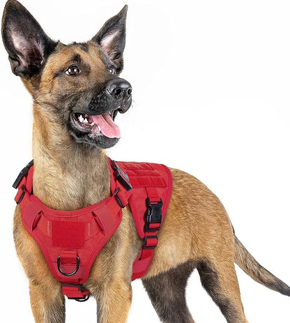 rabbitgoo Tactical Dog Harness for Small, Heavy Duty Pet Harness with Handle, No-Pull Service Vest Small Breed, Adjustable Military Dog Vest for Training Hunting Walking, Red, S rabbitgoo