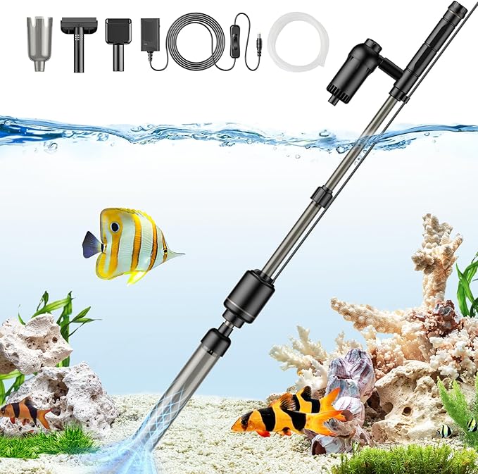 bedee Electric Aquarium Gravel Cleaner, 6 in 1 Multifunctional 18W Fish Tank Gravel Cleaner Vacuum for Water Changer Wash bedee