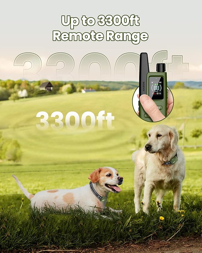 Jugbow Dog Shock Collar 2 Dogs - 3300FT Dog Training Collar with Remote, IPX7 Waterproof E Collar for Dogs Training Rechargeable Collars for Large Medium Small Dogs (10-120lbs) FollowJugbowtoGetSurprise