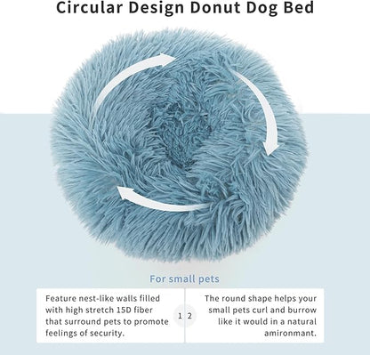 Chinchilla Bed Blue for Cage Fluffy Round Beds for Small Animals Washable Anti Slip - PAWPICO