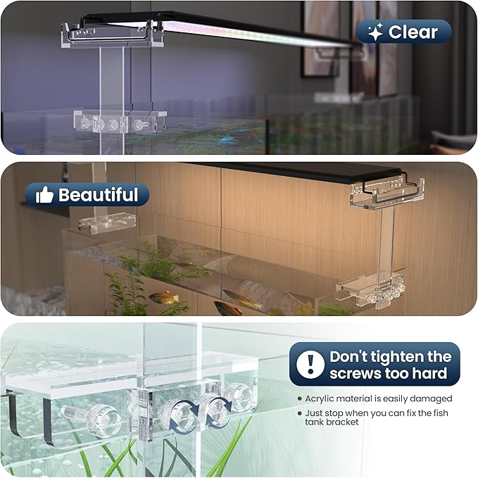 Adjustable Aquarium Light Riser for Rimmed Tanks, Aquarium Light Stand, Clear Acrylic Aquarium LED Light Holder Bracket for Small Rims Fish Tank Thickness Within 0.78 Inches-2 PCS WooFog