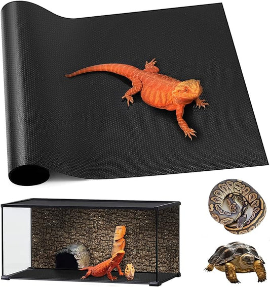 Bearded Dragon Tank Accessories, Reptile Carpet Bedding, Non-Adhesive Reptile Mat Warming Reptile Terrarium Carpet Substrate liner for Leopard Gecko, Snake, Lizard, Tortoise, Iguana Black(18"x36") SISIPAILIFE