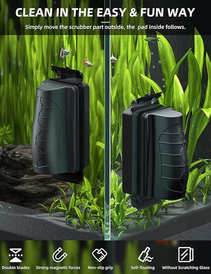 Jasonwell Magnetic Aquarium Fish Tank Cleaner Magnet Scraper for Glass Aquariums Cleaning Tools Scrubber Floating Brush (XL) Jasonwell