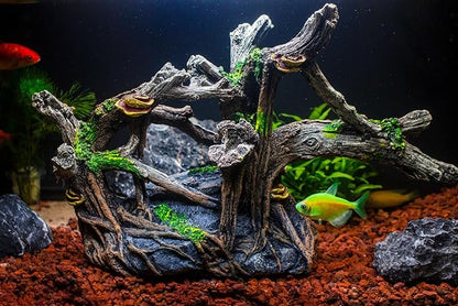 Fish Tank Decorations Aquarium Décor Resin Artificial Tree Trunk Root (A) Taomypets