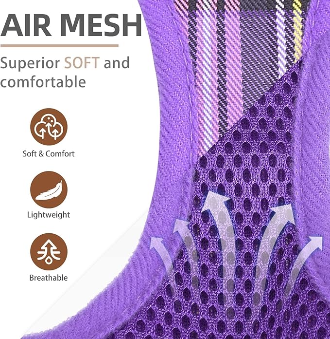 PUPTECK Adjustable Dog Harness Collar and Leash Set Step in No Pull Pet Harness for Small Medium Dogs Puppy and Cats Outdoor Walking Running, Soft Mesh Padded Reflective Vest Harnesses, Purple S PUPTECK