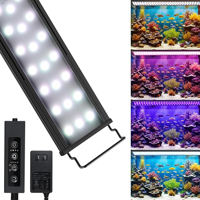 LED Aquarium Lights for 24 to 30 inches Fish Tank, 24W Full Spectrum Fish Tank Light Timer & Brightness Adjustable, Sunrise-Daylight-Moonlight Mode for Plants Danhh
