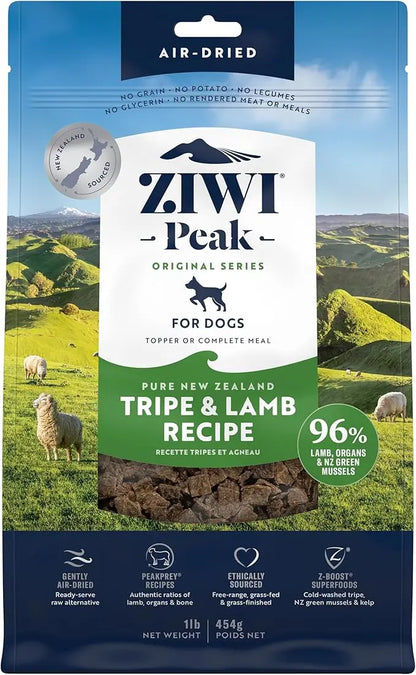 ZIWI Peak Air-Dried Dog Food – Tripe & Lamb - All Natural, High Protein, Grain Free, Limited Ingredient w/ Superfoods (16oz) - PAWPICO