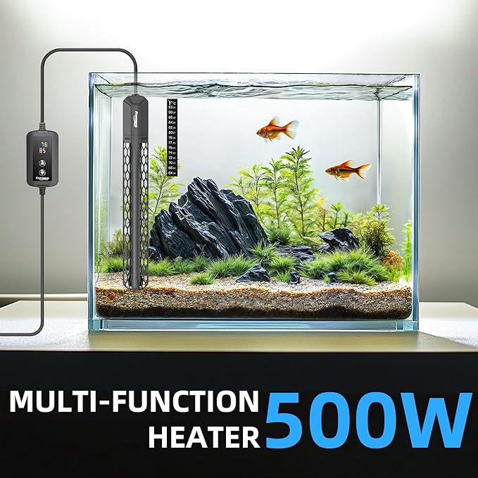 FREESEA Aquarium Heater for Fish Tank: 100W/200W/300W/500W Submersible Fish Tank Heater with Over-Temperature and Off-Water Protection for 75-120 Gallon Saltwater and Freshwater FREESEA