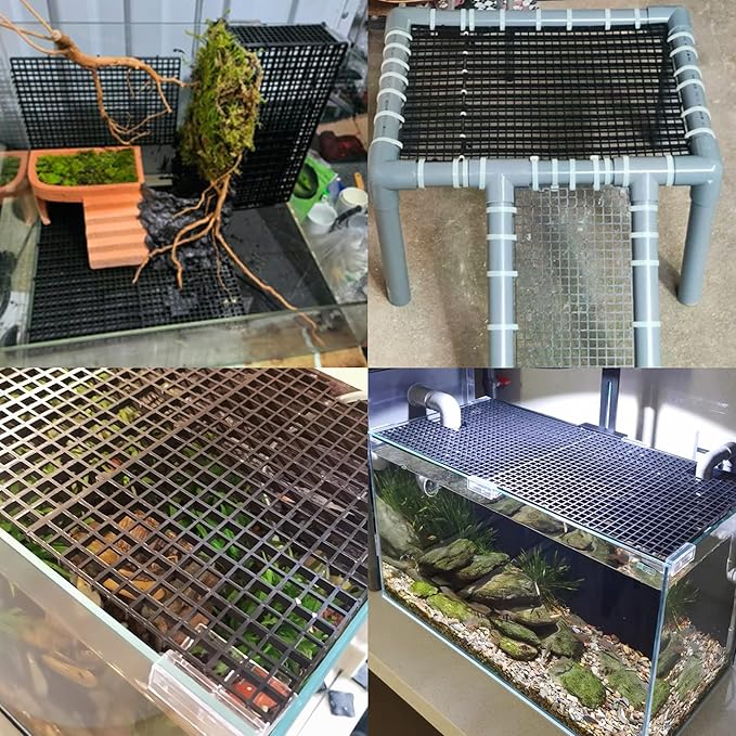 ALEGI Aquarium Fish Tank Divider Plastic Egg Crate Aquarium Filter Bottom Tray Plastic Grid (S 6pcs Black) ALEGIAquarium