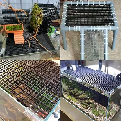 ALEGI Aquarium Fish Tank Divider Plastic Egg Crate Aquarium Filter Bottom Tray Plastic Grid (L 6pcs Black) ALEGIAquarium