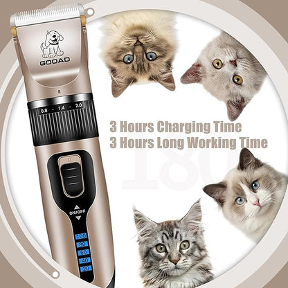 Cat Clippers for Matted Hair, Cat Grooming Kit, Cordless Cat Shaver for Long Hair, Low Noise Paw Trimmer, Cat Hair Trimmer for Grooming,Quiet Pet Hair Clippers Tools for Cats Dogs (Gold) - PAWPICO