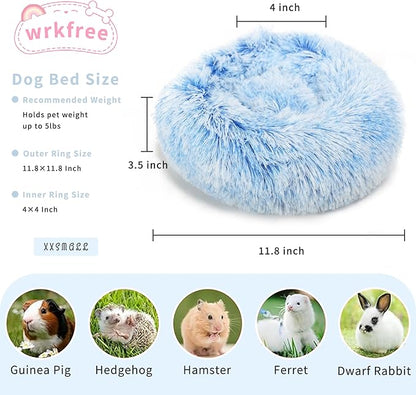 Hamster Bed Cute Blue and White Warm Cushion for Small Animal - Comfortable Sleep Mat Pad for Guinea Pigs/Hedgehog/Squirrel/Mice/Rats/Chinchilla Nest House 11.8 inch - PAWPICO