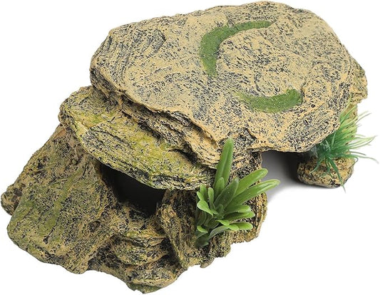 Leopard Gecko Hide Small Reptile Hides Resin Mini Reptile Basking Rock Humid Hide Turtle Cave Lizard Hide Reptile & Amphibian Habitat DÉCor IBWell