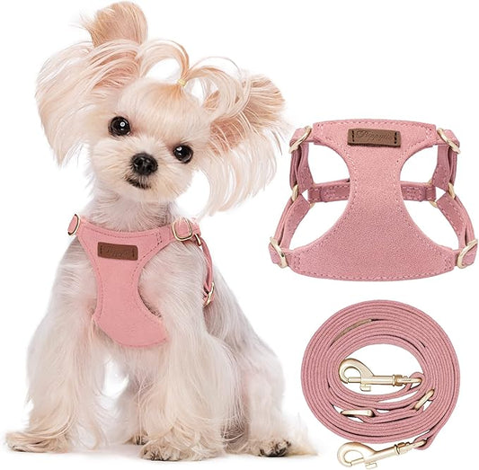 Puppytie No Pull XXS Puppy Harness with Multifunction Dog Leash,Soft Adjustable No Choke Escape Proof Pet Harness Vest,Pink,XXS Puppytie