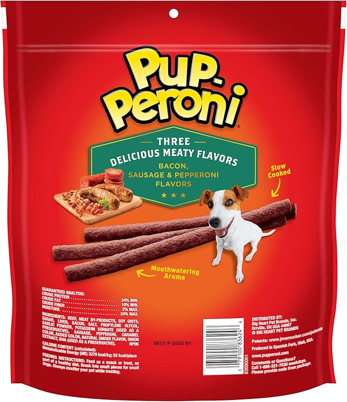 Pup-Peroni Dog Treats, Triple Meat Lovers Flavor, 22.5 Ounce, Bacon, Sausage and Pepperoni - PAWPICO