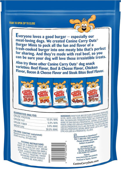 Canine Carry Outs Dog Treats, Burger Minis Beef Flavor, 22.5 Ounce (Pack of 6), Made with Real Beef - PAWPICO