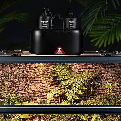 Nano Reptile Heat Lamp Fixture Max 40W Dual Reptile Light Fixture with Two Independent Switches, UVB Reptile Light Fixture Dual Dome Lamp for Reptiles Terrarium DXOPHIEX