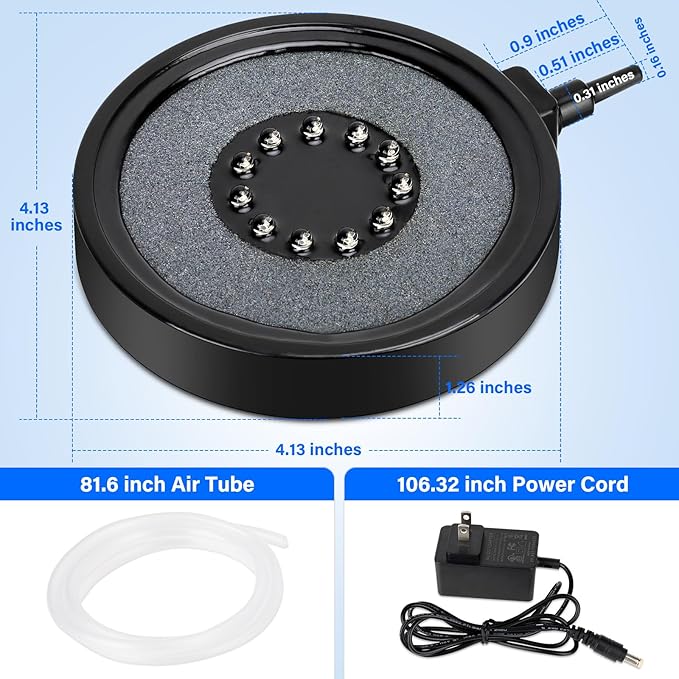 Aquarium Air Bubble Light, LED Fish Tank Bubbler Stone Disk with 11 Super Bright Lamp Beads, 16 Colors and 4 Modes Adjustable for Fish Tank Decoration Oxygenation fishkeeper
