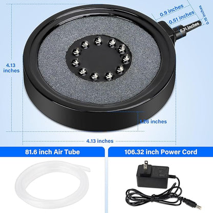 Aquarium Air Bubble Light, LED Fish Tank Bubbler Stone Disk with 11 Super Bright Lamp Beads, 16 Colors and 4 Modes Adjustable for Fish Tank Decoration Oxygenation fishkeeper