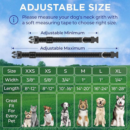 TECEUM Reflective Pet Collar – Black – S – Basic Nylon Dog Collar – Quick Release Buckle – Fits Small, Medium and Large Dogs, Puppies, Cats – ESA & Service Dog Options TECEUM