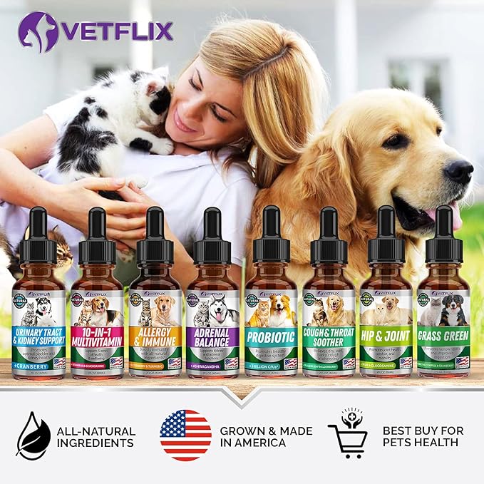 Velflix Allergy Immune Anti Itch & Hot Spots - Made in USA Natural Pet Supplement for Cat & Dog Allergy Relief with Turmeric & Milk Thistle -Seasonal Allergies Digestive Treatment for Dogs & Cats Vetflix