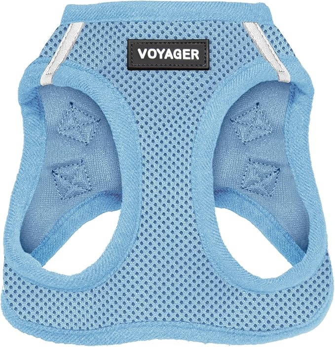 Voyager Step-In Air Dog Harness - All Weather Mesh, Reflective, No Pull Harness for Small, Medium Dogs, Cats - Secure with Hook & Loop Fastener, Buckle, Double D-Rings - Baby Blue, XXXS BestPetSuppliesLLC