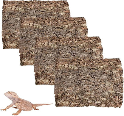 4PCS Cork Terrarium Background 15.7x11.8in Natural Cork Large Bark Climbing Mat Habitat Decoration Chameleons, Lizards, Turtles Glass Jar Decoration Hamiledyi