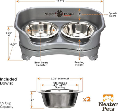 Neater Feeder Express Small Mess Proof Feeder for Small Dogs, 1.5 Cup Stainless Steel Bowls, No Spill, Non-Tip, Non-Slip Dog Bowls. Made in USA - PAWPICO