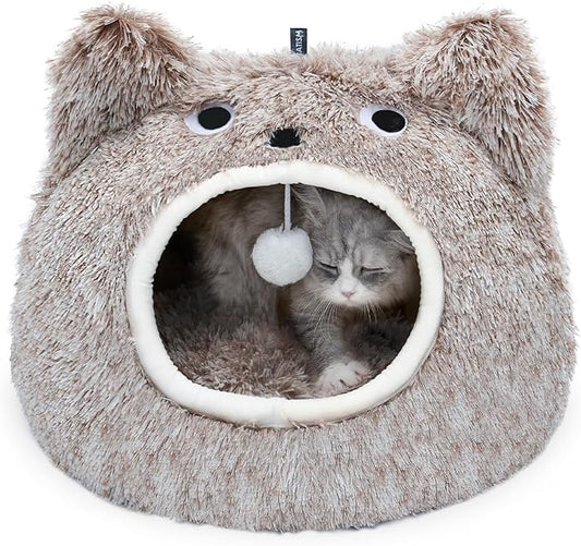 CATISM Cat Bed, Cat Beds for Indoor Cats, Cat Cave, Cat Cave for Indoor Cats, Cat Bed Cave, Large Cat Beds, Cozy Hooded Cat Bed with Soft Cushion, Removable Washable Cat Beds - PAWPICO