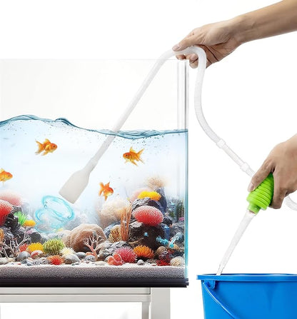 Luigi's Fish Tank Cleaner - Gravel Pump Vacuum for Aquarium - Hand Siphon Hose to Remove and Change Water or Sand in Minutes - Fish Aquarium Accessories, Supplies & Cleaning Tools Luigis