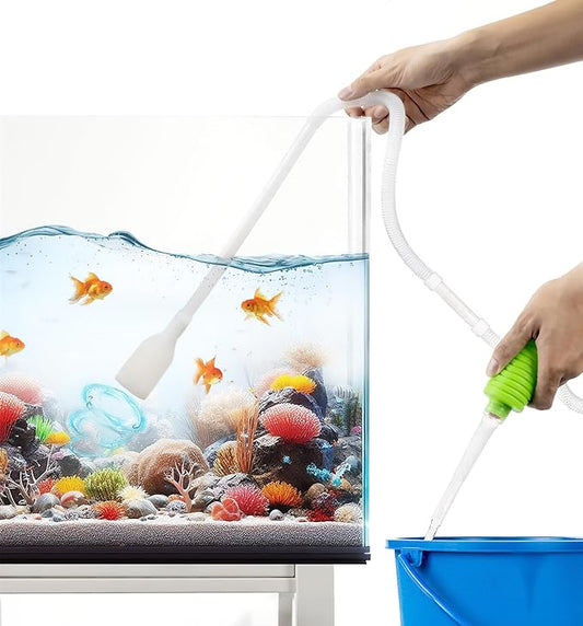 Luigi's Fish Tank Cleaner - Gravel Pump Vacuum for Aquarium - Hand Siphon Hose to Remove and Change Water or Sand in Minutes - Fish Aquarium Accessories, Supplies & Cleaning Tools Luigis