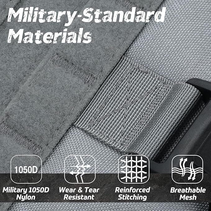 rabbitgoo Tactical Dog Harness for Large Dogs, Heavy Duty Dog Harness with Handle, No-Pull Service Dog Vest Large Breed, Adjustable Military Dog Vest Harness for Training Hunting Walking, Grey, L rabbitgoo