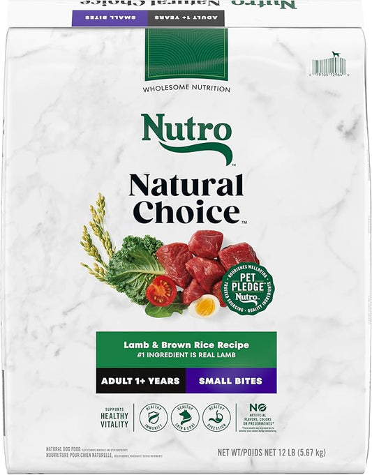 Nutro Natural Choice Small Bites Adult Dry Dog Food, Lamb and Brown Rice Recipe, 12 lbs. - PAWPICO