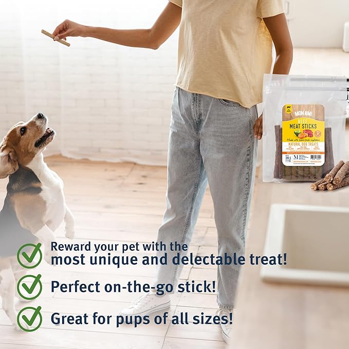 Mon Ami Beef Meat Sticks for Dogs with Farm Fresh Vegetables (11 Oz) – Human Grade Dog Treats with Superfoods - Training Treats for Dogs - Healthy Dog Treats for Small, Medium and Large Dogs - PAWPICO