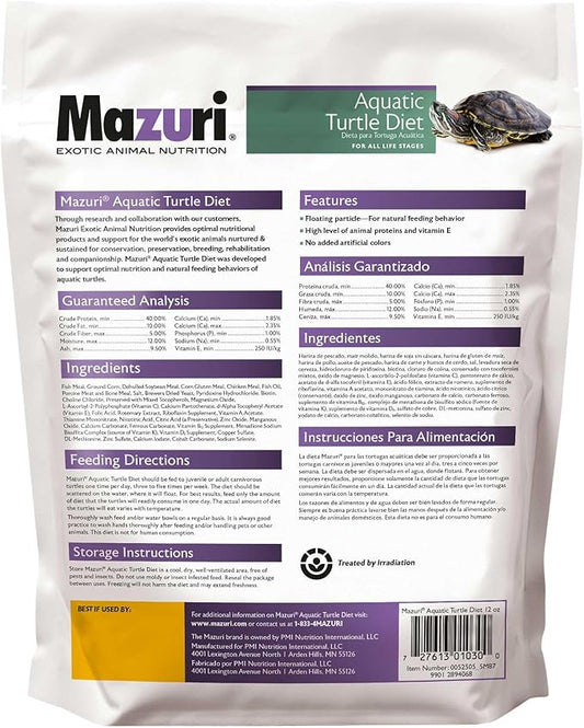 Mazuri | Nutritionally Complete Aquatic Turtle Food | Freshwater Formula - 12 Ounce (12 oz) Bag Mazuri
