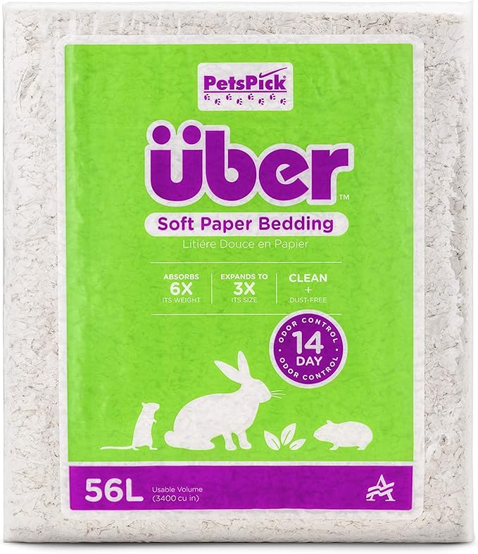 Uber Soft Paper Pet Bedding for Small Animals, White, 56L PetsPick%C2%AE