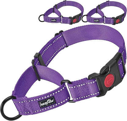 haapaw 2 Packs Martingale Dog Collar with Quick Release Buckle Reflective Dog Training Collars for Small Medium Large Dogs (Medium, Purple/Purple) haapaw
