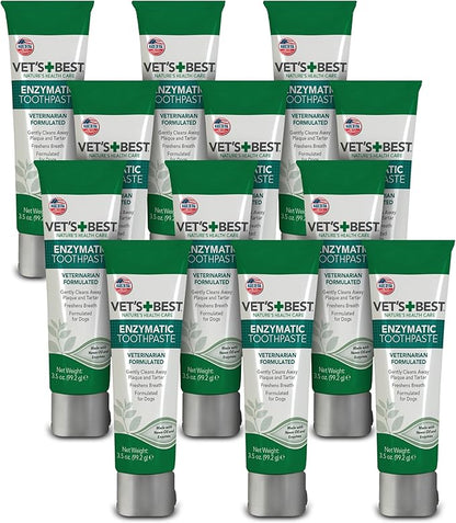 Vet's Best Enzymatic Dog Toothpaste - Teeth Cleaning and Fresh Breath Dental Care Gel - Vet Formulated - 3.5 oz Tubes (12 Pack) VetsBest